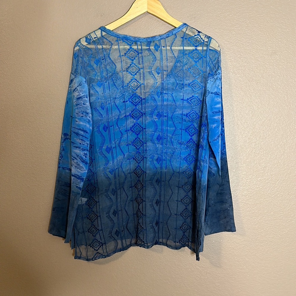Gypsy 05 100% Silk Beachy Coastal long Sleeve Top Size Medium - Picture 2 of 4